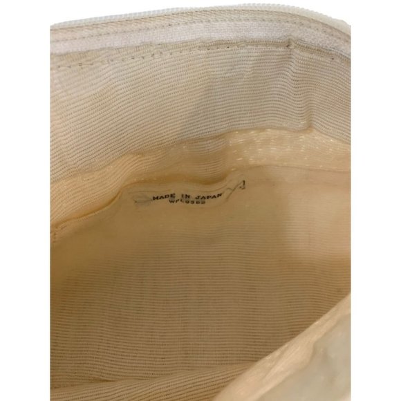 Vintage Crochet Straw and Beaded Off White Zip Top Clutch Bag Made in Japan - Picture 8 of 10